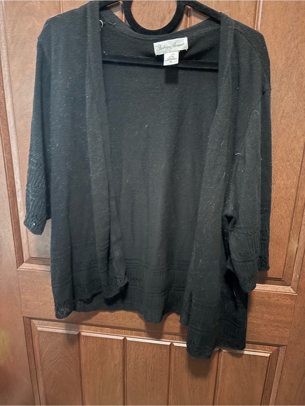 Adrienne Vittadini Black Open-Front Knit Cardigan